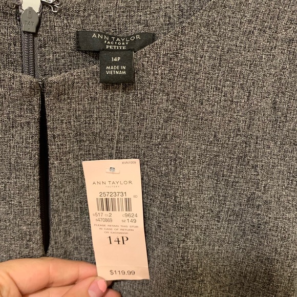 Ann Taylor Gray Bell Sleeve Dress 14P - Picture 4 of 4